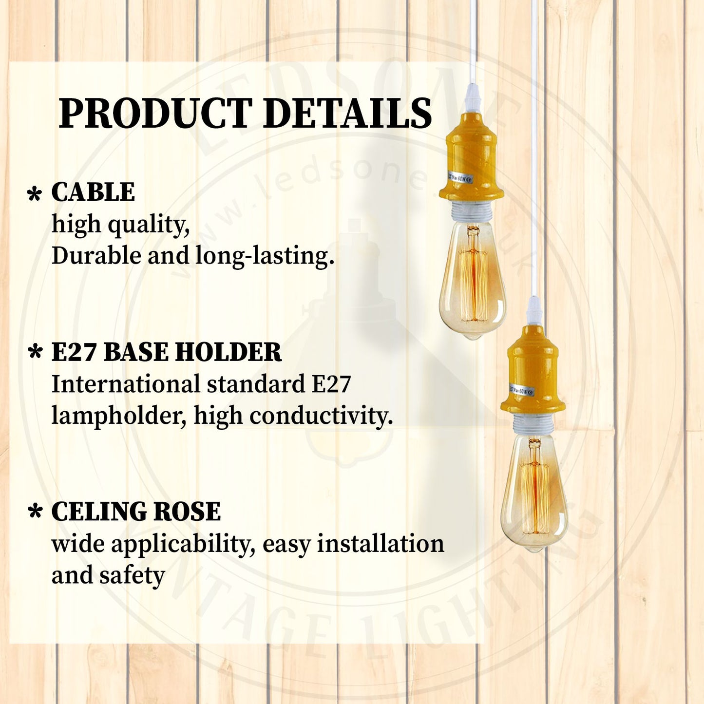 Industrial Vintage Orange Ceiling Light Fitting E27 Pendant Holder~2927