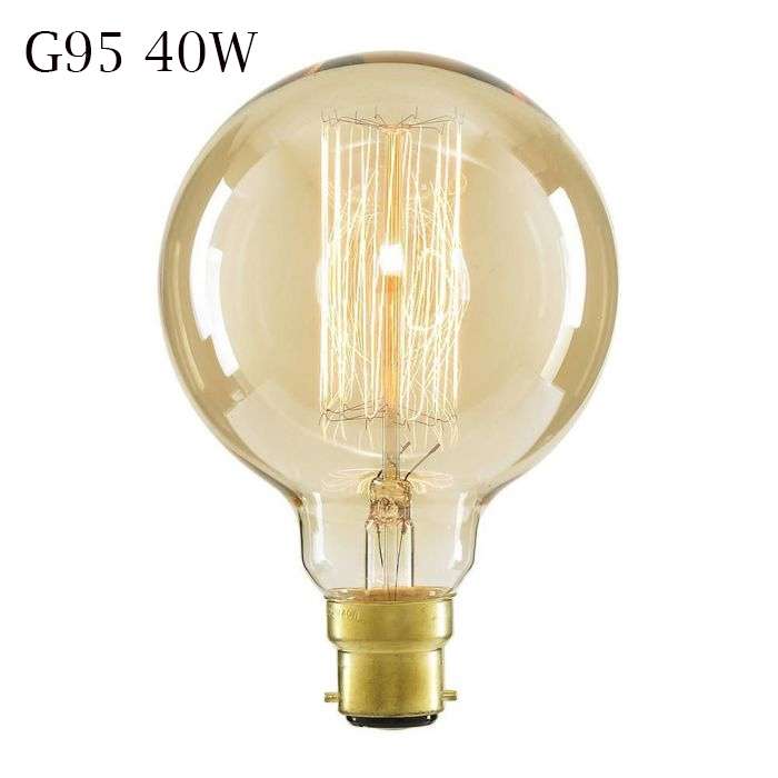 Dimmable G95 B22 40W Edison Vintage Filament Globe Light Lamp Bulb~3788