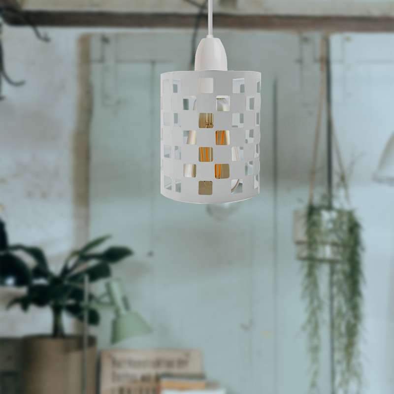 Kitchen | White Industrial Drum Pendant Lampshade