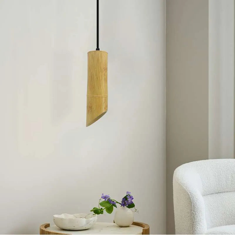 Modern Long Tube Hanging Lamp Bamboo GU10 Pendant Light- Application image