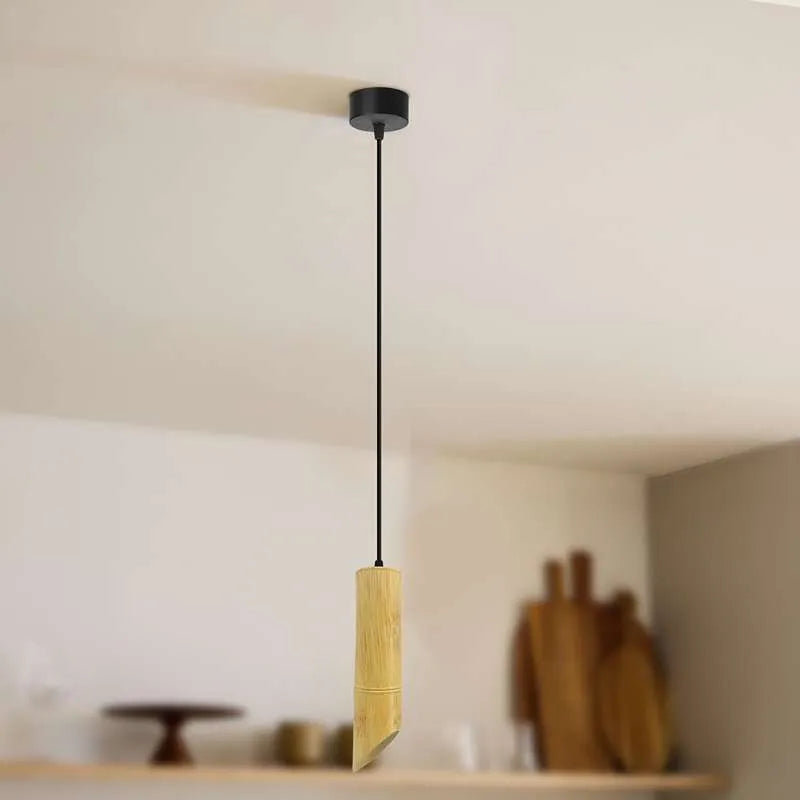 Modern Long Tube Hanging Lamp Bamboo GU10 Pendant Light- Application image