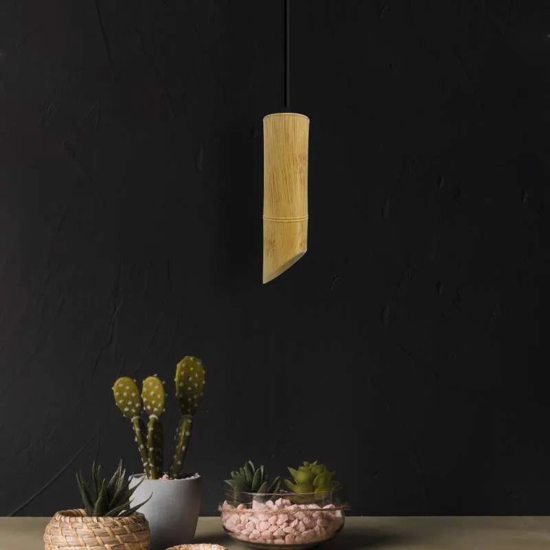 Modern Long Tube Hanging Lamp Bamboo GU10 Pendant Light- Application image