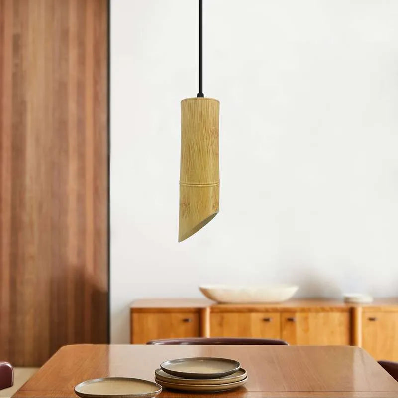 Modern Long Tube Hanging Lamp Bamboo GU10 Pendant Light- Application image