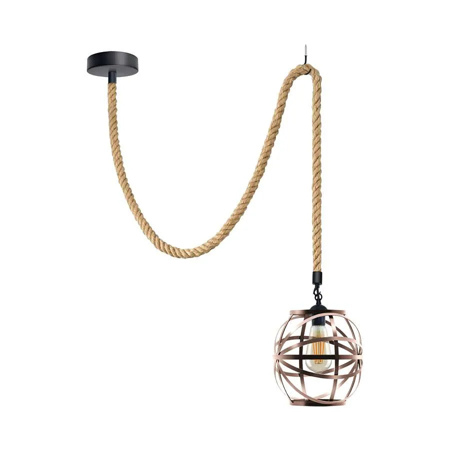 single head hemp rope pendant light