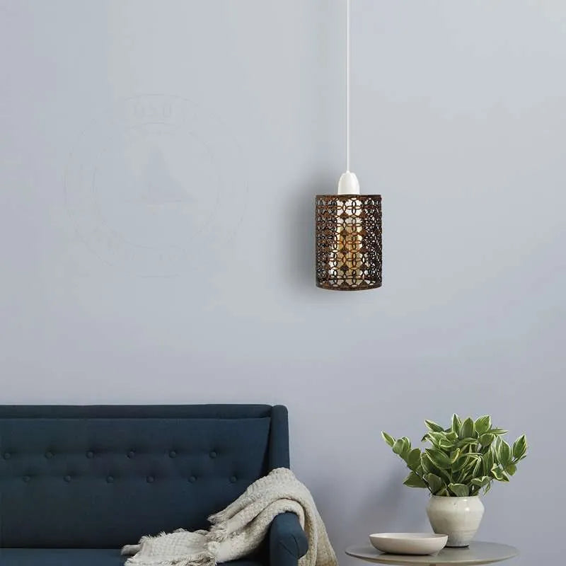 Retro Drum Lampshade Pendant Light |  Bed Room