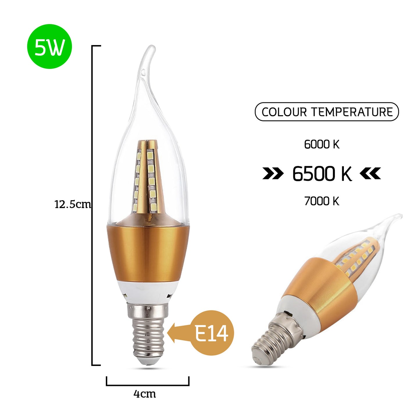 E14 Base Candle Bulb Flame Tip SMD 2835 LED chip  for chandelier Light ~3711