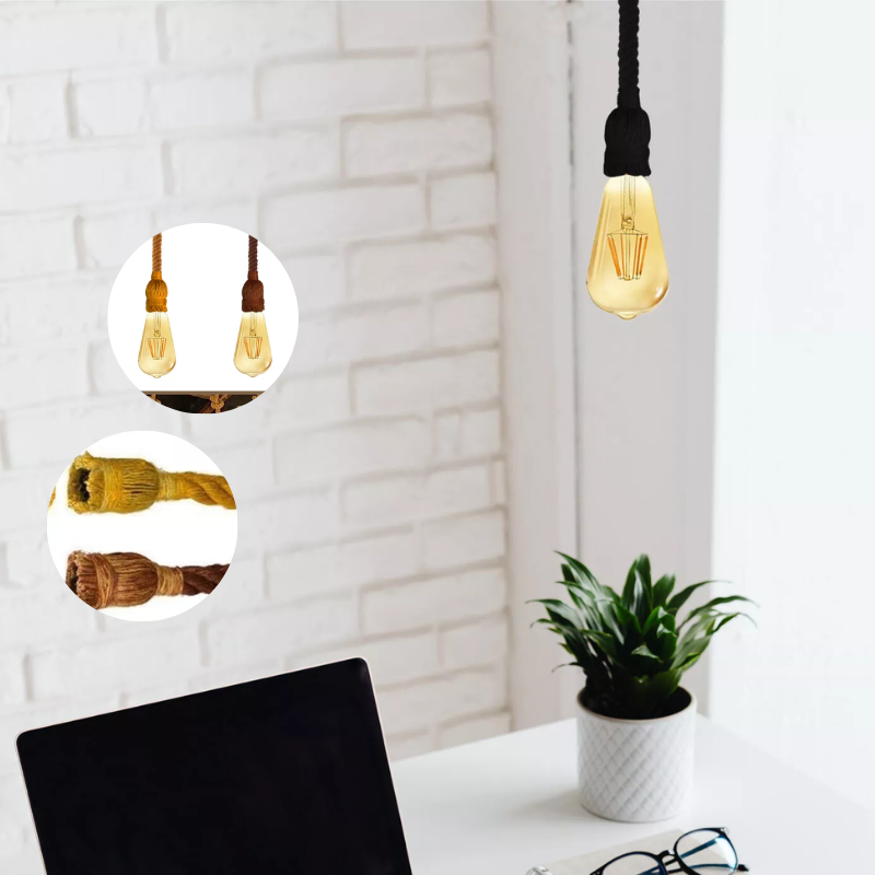 Hemp rope E27 ceiling pendant light fitting~3845