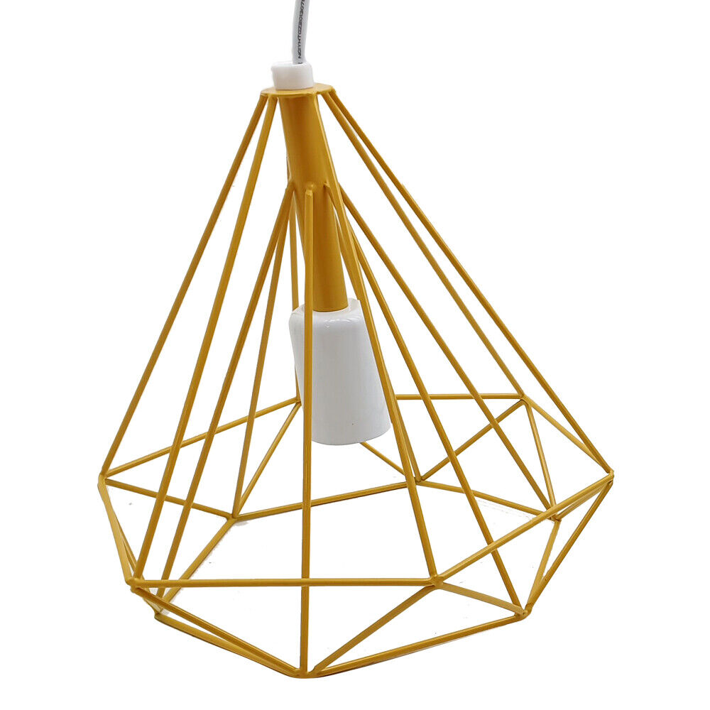 Yellow Gold geometric diamond cage ceiling light