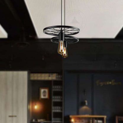 Modern Industrial Retro Pendant Lamp Ceiling Light Wheel Light-Application Image