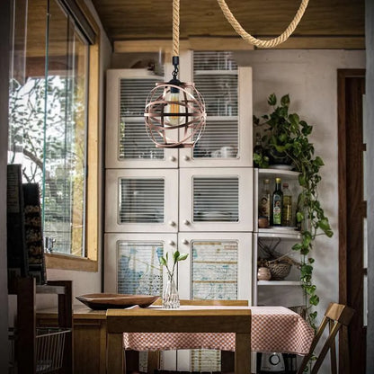 single head hemp rope pendant light-Application image