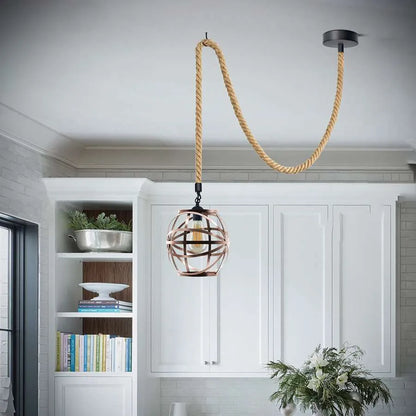 single head hemp rope pendant light-Application image