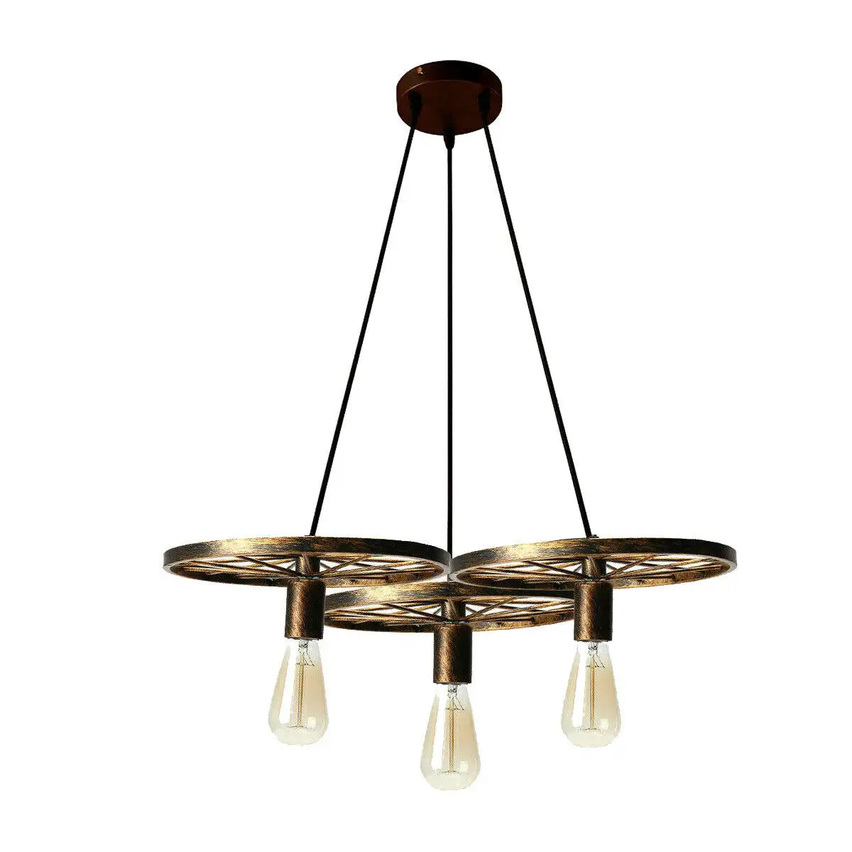 Industrial Vintage 3 Way Wheel Ceiling Hanging Pendant Lamp~1548