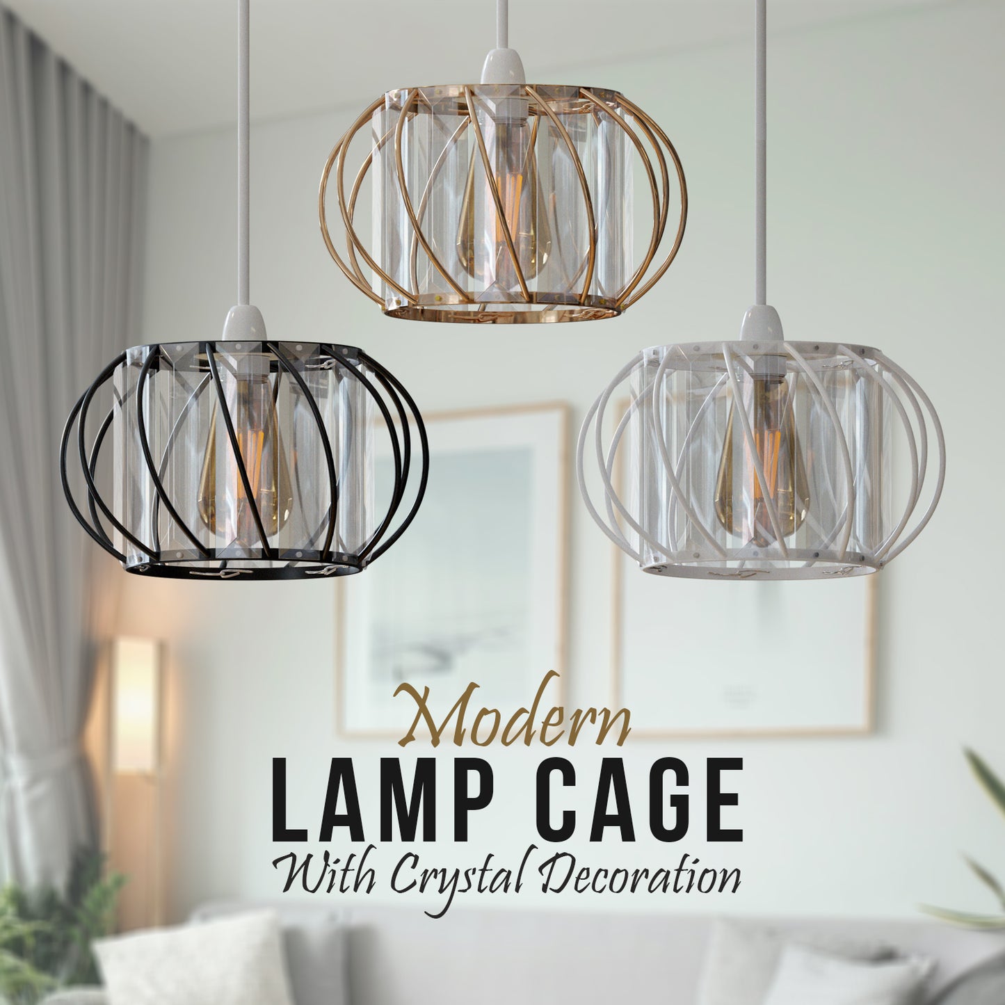 Crystal Glass Lamp Cage Ceiling Light Fixture Fitting Light Cage ~3762