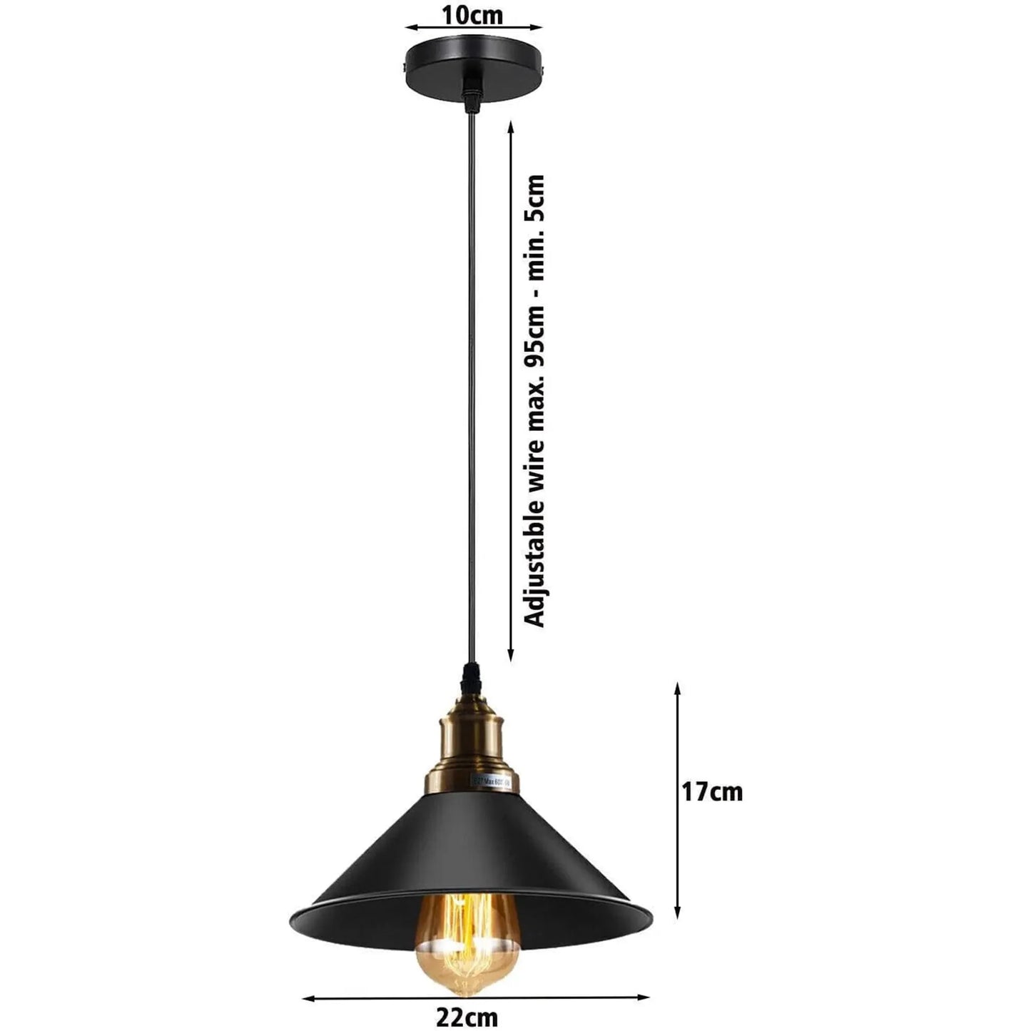 3 Head  Black Idustrial Hanging Pendant Light~3774