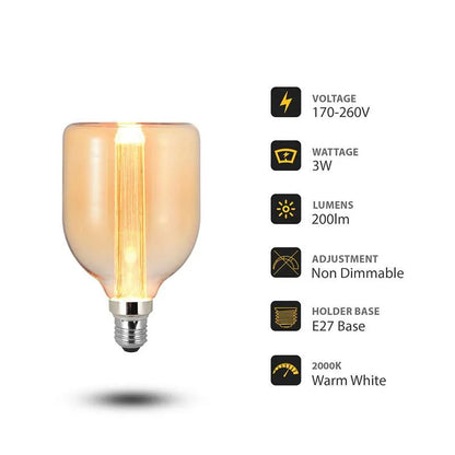 e27 3w warm white filament bulb