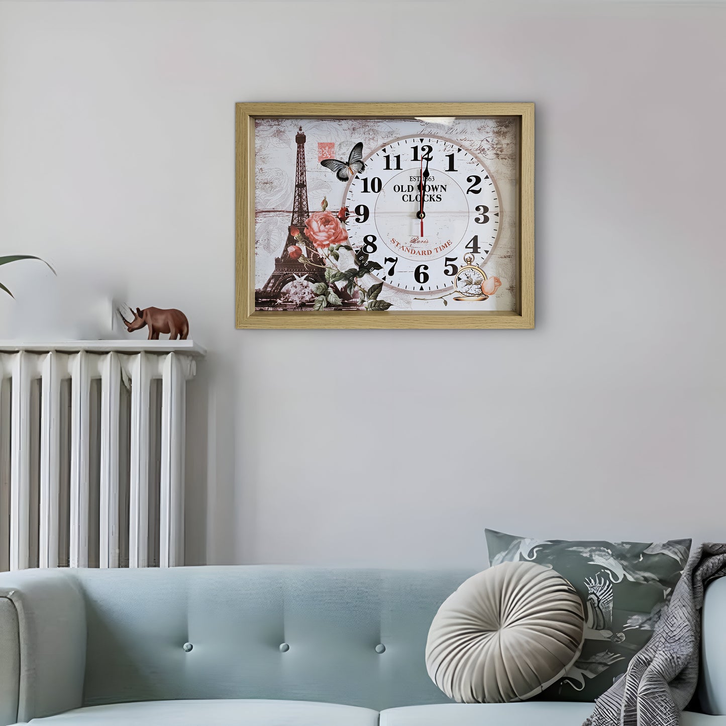 eiffel tower art painting large wall clock