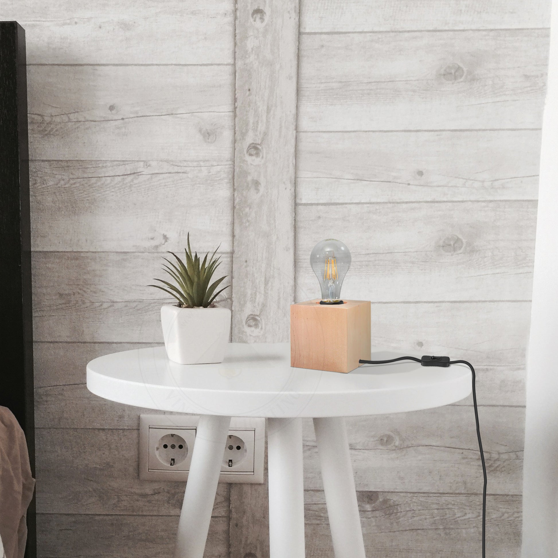 wooden base bedside lamps