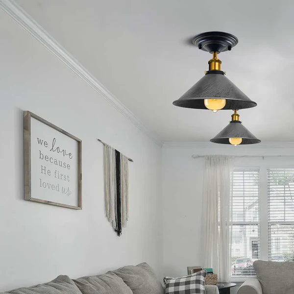 Semi flush mount cone shade Ceiling Light