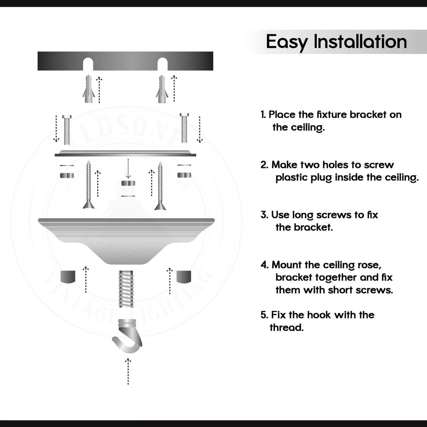 140mm Ceiling Rose Hook Plate Light Fitting ~3899