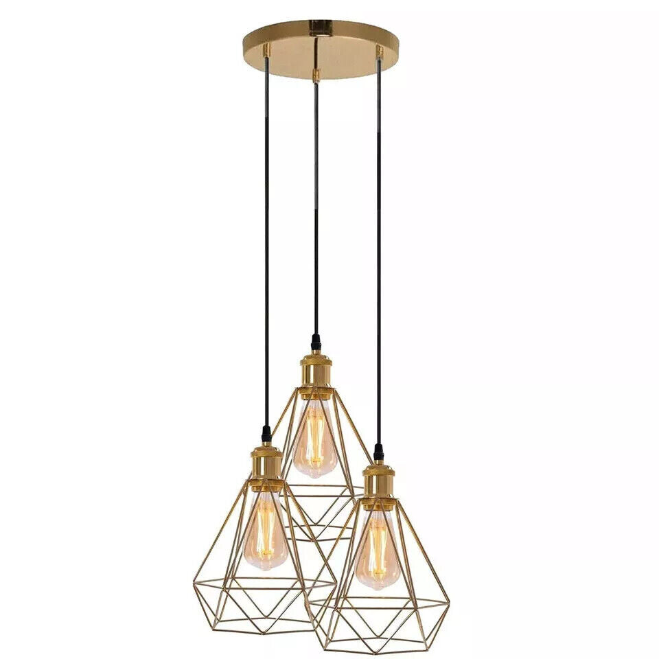 Industrial Ceiling Pendant Light Metal Cage E27 LED Hanging Retro Lamp~3852