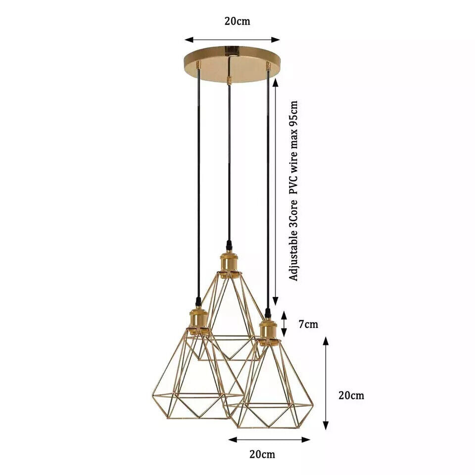 Industrial Ceiling Pendant Light Metal Cage E27 LED Hanging Retro Lamp~3852