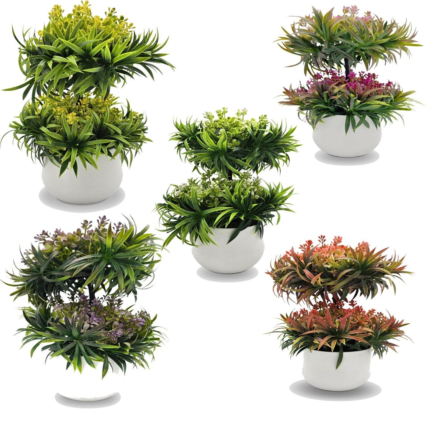 Office Pine Tree Bonsai Décor 2 Pack Artificial Plants~3828