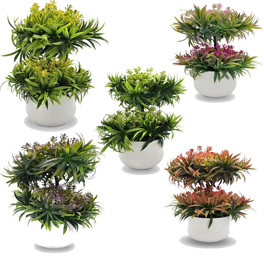 Office Pine Tree Bonsai Décor 2 Pack Artificial Plants~3828