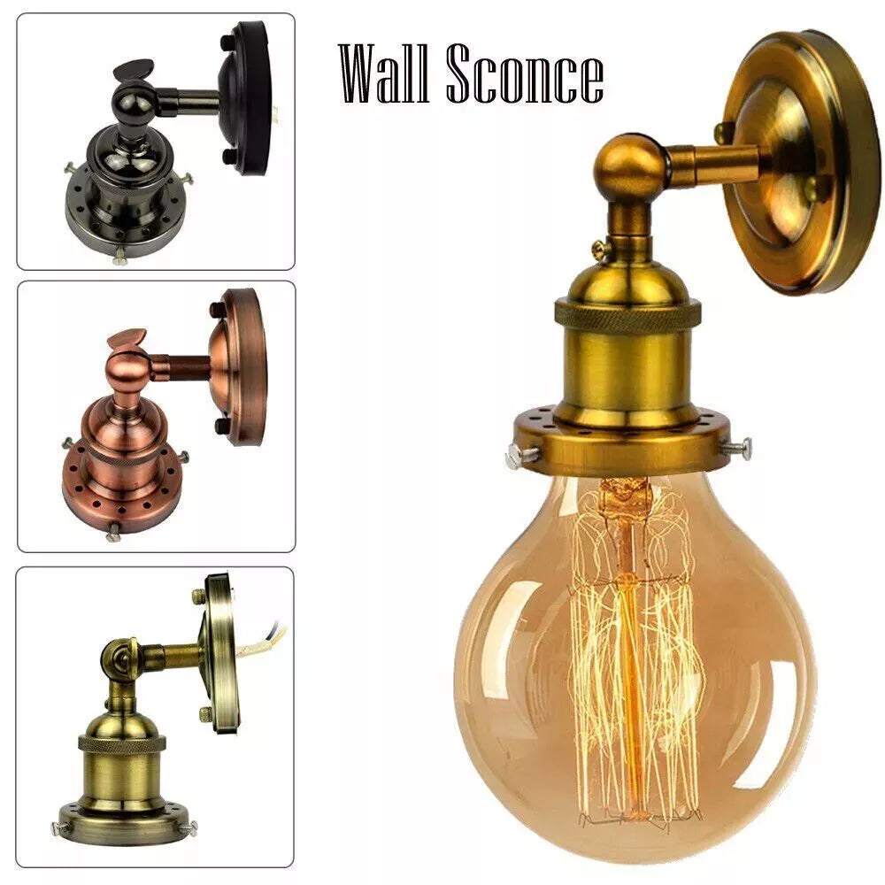 Industrial Sconce E27  Edison Wall Loft Retro Lamp Light Holder Set ~3708