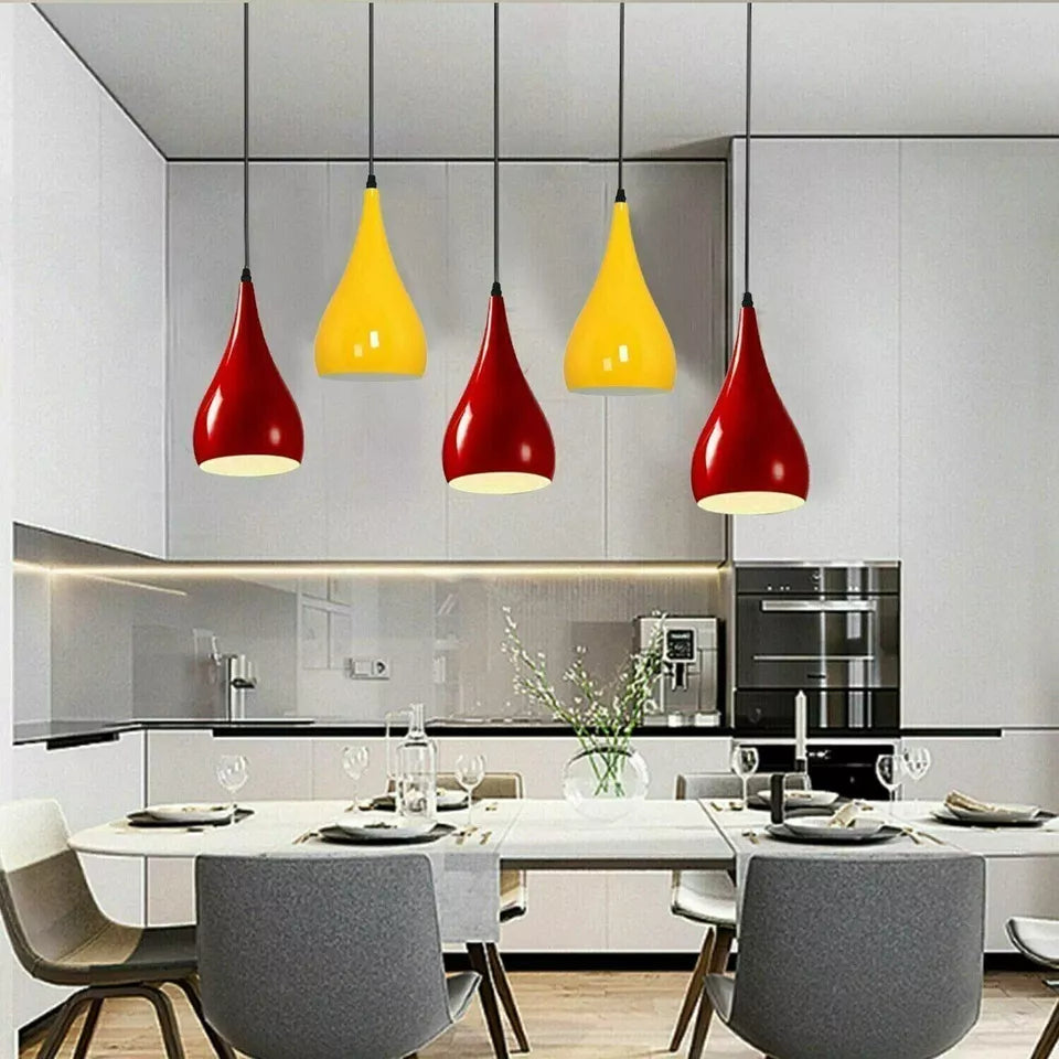 Red &Yellow Modern 5 Way Ceiling Cluster Teardrop Pendant lights~1945