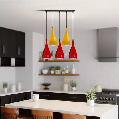 Red &Yellow Modern 5 Way Ceiling Cluster Teardrop Pendant lights~1945