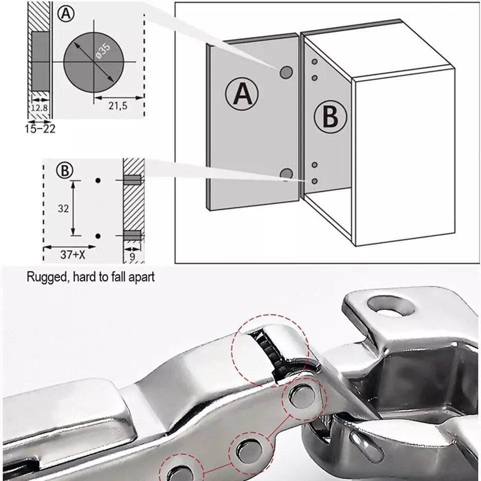 Cabinet Cupboard Door Close Kitchen Hinge Hydraulic Soft Closer ~3750