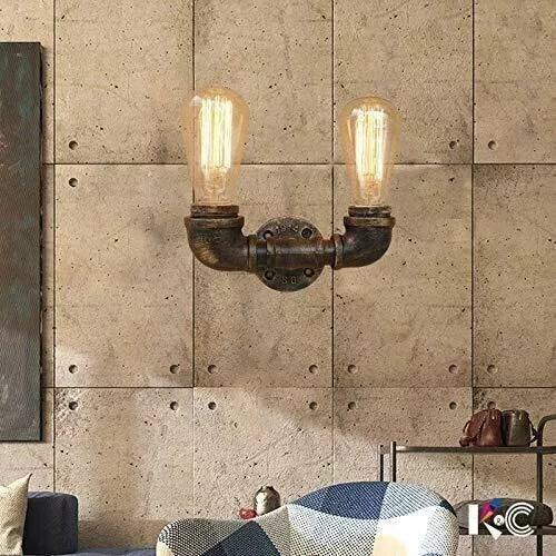 2-Way Water Pipe Steampunk Wall Light~1665