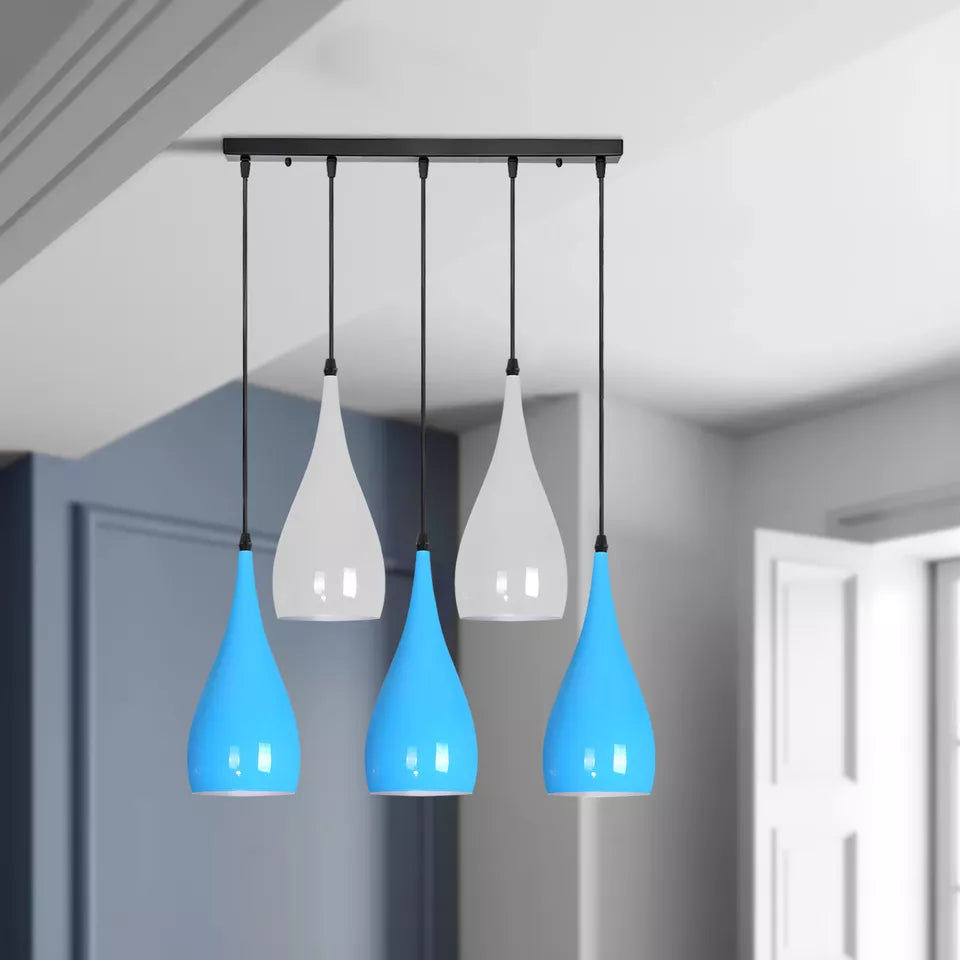 Metal 5 Way Colour Ceiling  Pendant Hanging Light Fitting ~3761