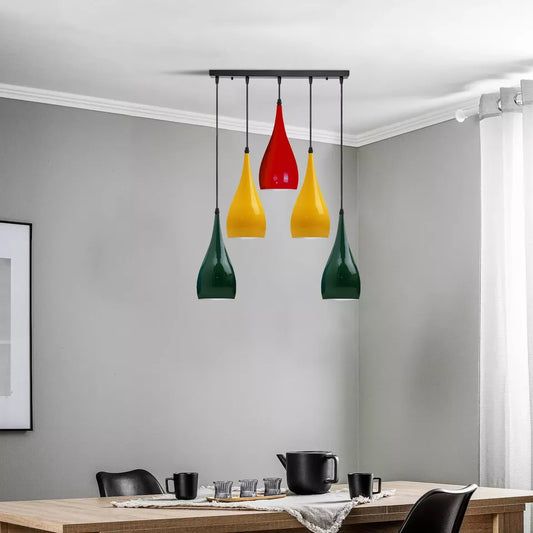 Green Yellow Red Modern 5 Way Cluster Teardrop Pendant lights~1944