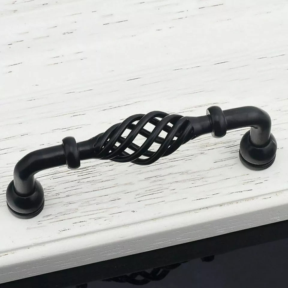 Vintage Black Bird Cage Cupboard Door Drawer Pull Handles ~3751