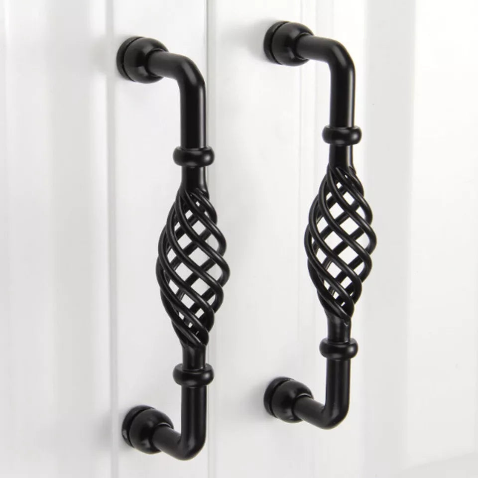 Vintage Black Bird Cage Cupboard Door Drawer Pull Handles ~3751