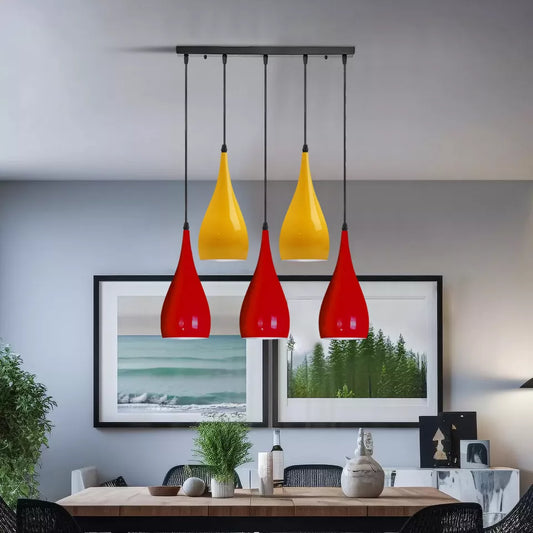 Red &Yellow Modern 5 Way Ceiling Cluster Teardrop Pendant lights~1945