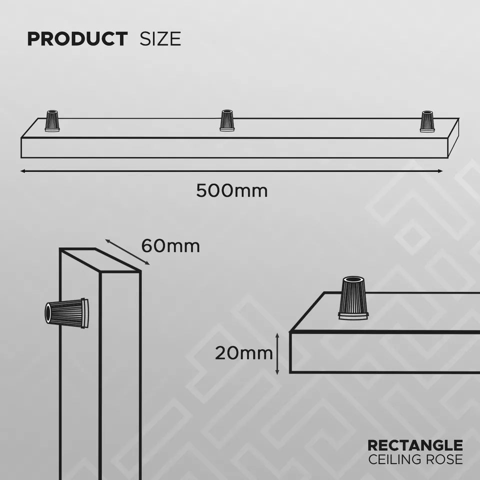 Industrial 3 Outlet Rectangle Ceiling Rose Ceiling Light Fitting Plate~3753