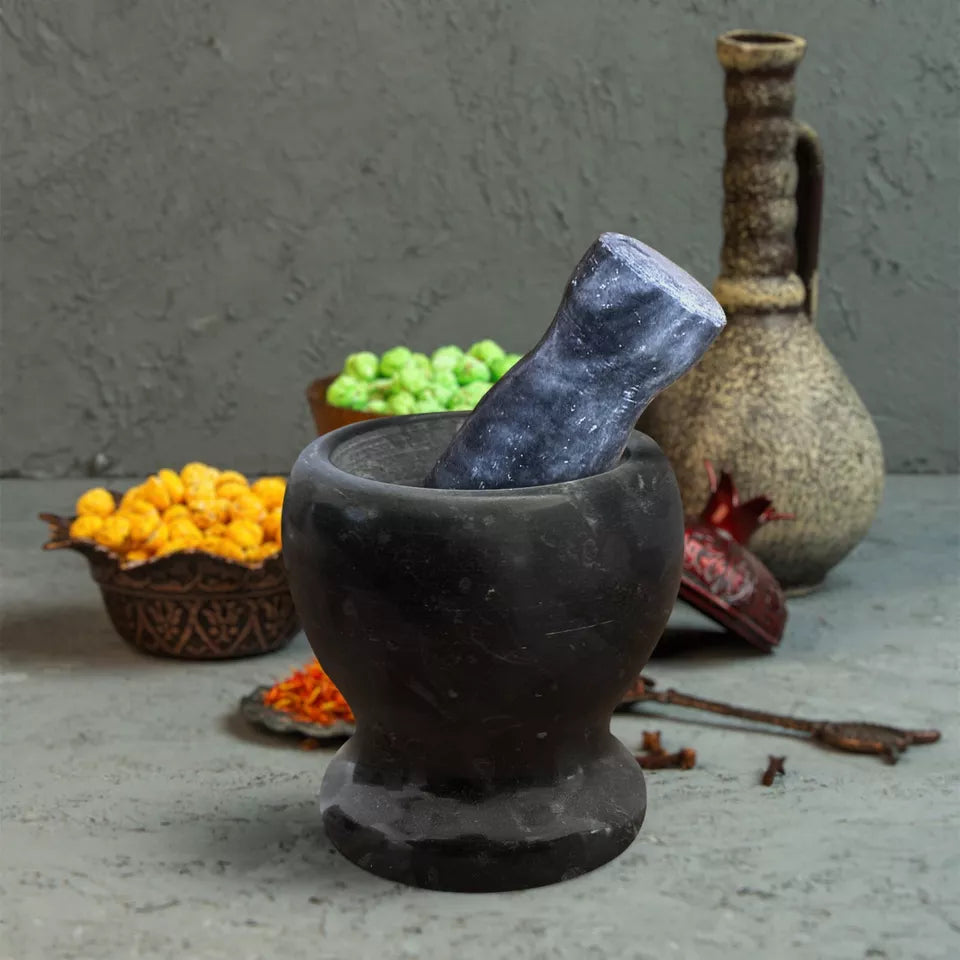 Classic Marble Mortar & Pestle for Authentic Flavors~3804