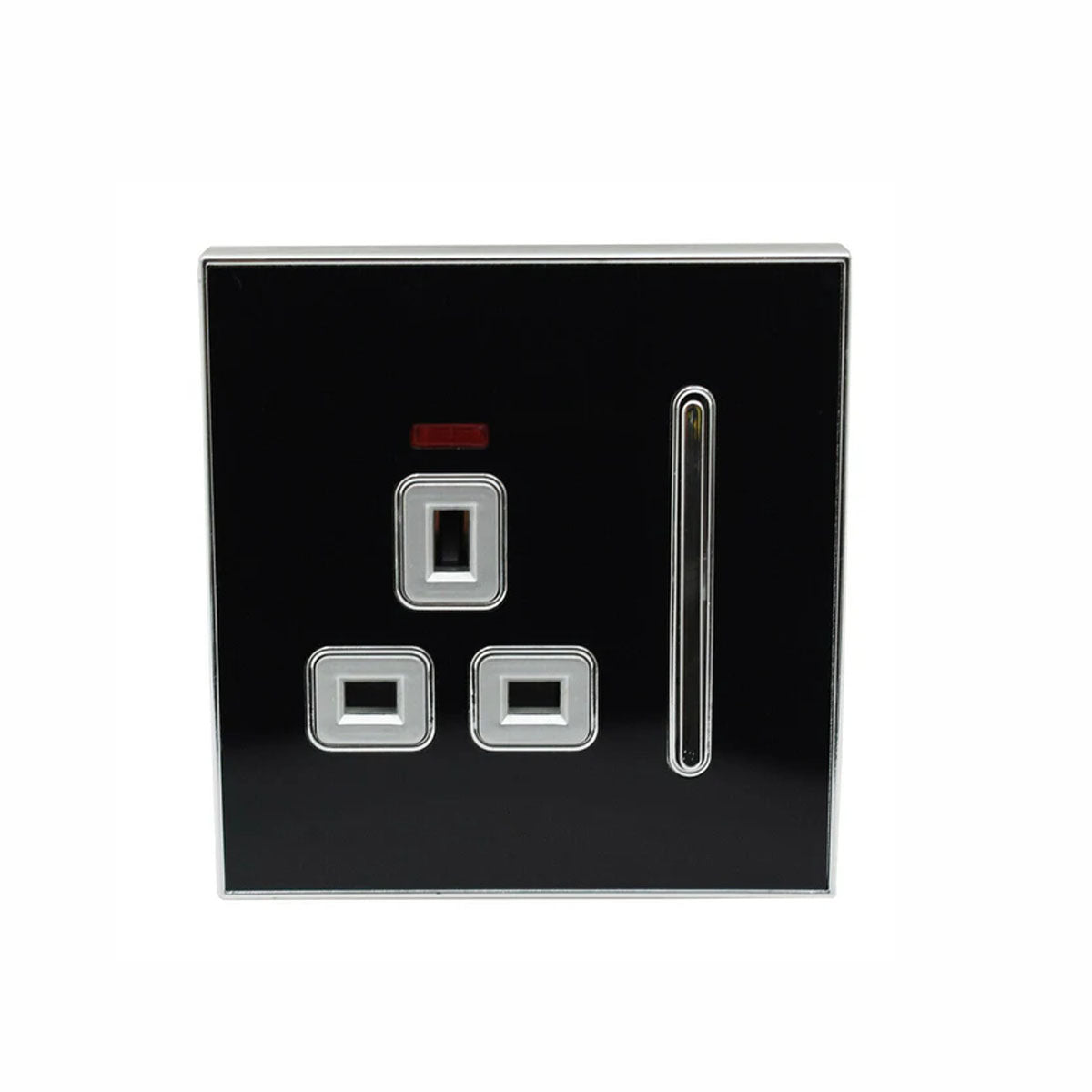 Decorative Black Glossy Main Plug Sockets Full Range Satin Gold Inserts UK~3877