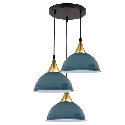 Vintage Modern 3 Way Metal Shade Blue Pendant Light~2574