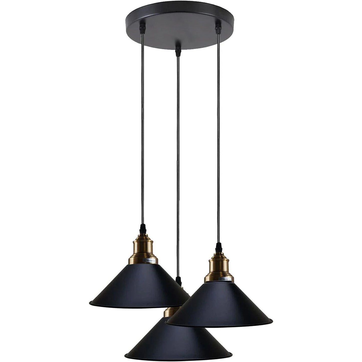 3 Head  Black Idustrial Hanging Pendant Light~3774