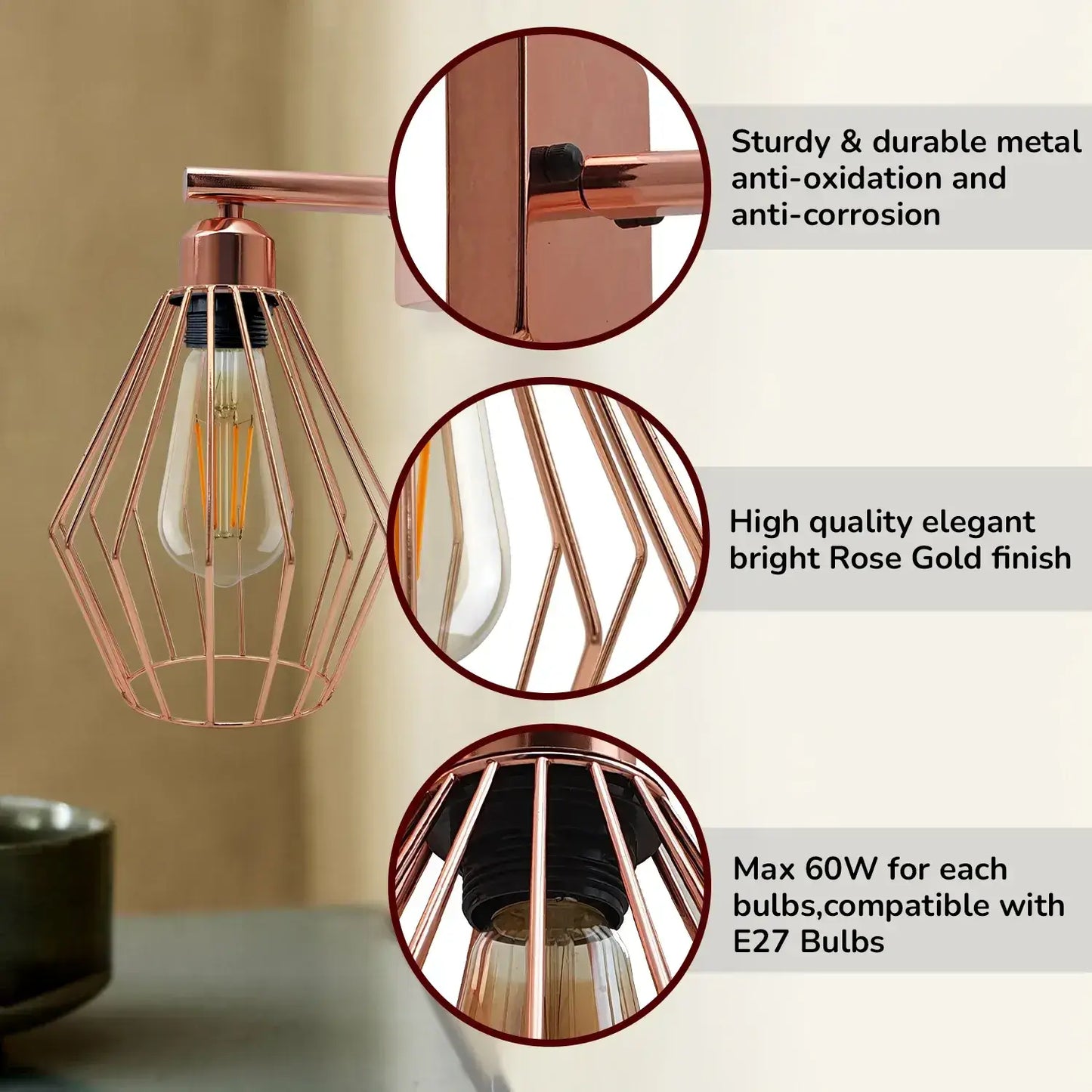 Rose Gold Indoor Wall Lights Squire ceiling rose~ 3064