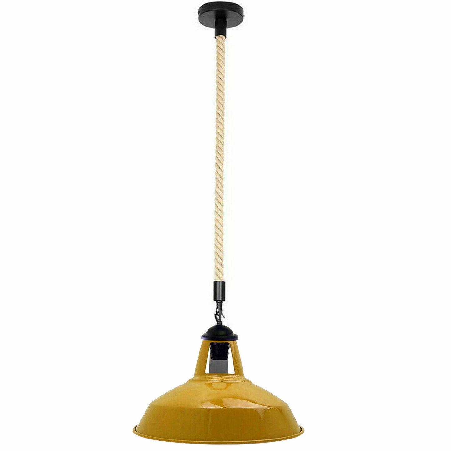 Yellow Industrial Hemp Rope Shade Barn Slotted Pendant Light