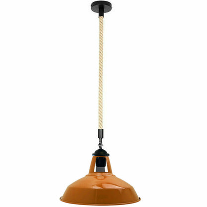 Retro Vintage Hemp Rope Orange Shade Barn Slot Pendant Light