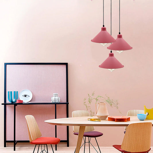 Retro Industrial Pink Cone Shade Cord Ceiling Pendant light-Application Image