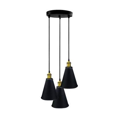 Black Industrial Vintage Round Base 3 Head Ceiling Pendant light