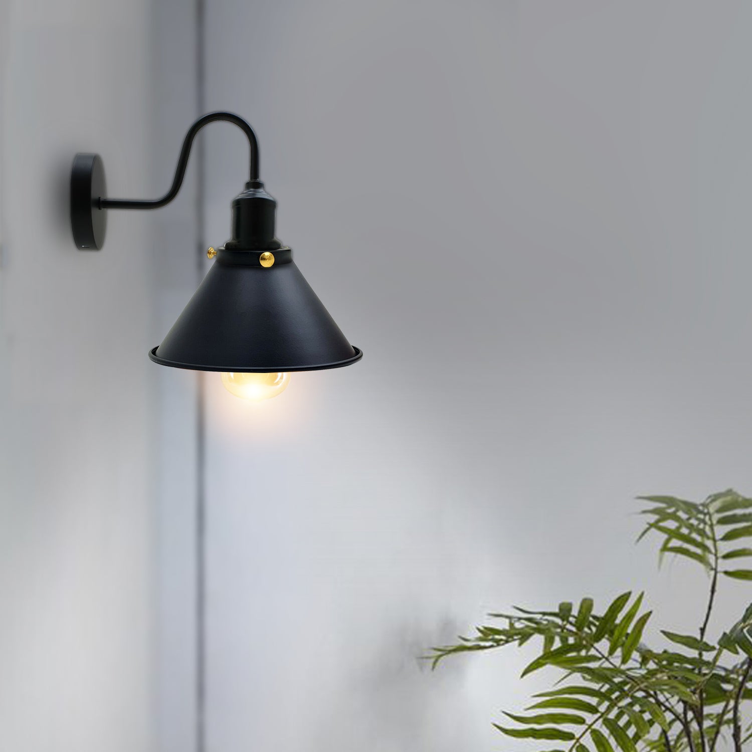 Vintage Black Cone shape Wall Sconce Metal Industrial Wall Light-Application image