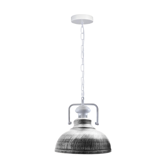 Retro Hanging Metal Brushed Silver Shade Ceiling Pendant Light