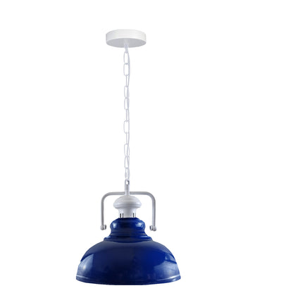 Retro Indoor Hanging Ceiling Navy Blue Metal Pendant Light